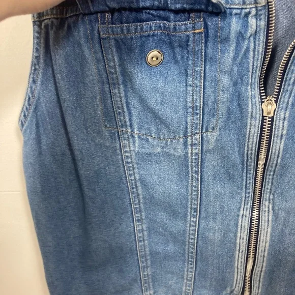 Vintage Koret City Blues Denim Jean Button Vest Upper  Floral  Large. - Picture 11 of 11